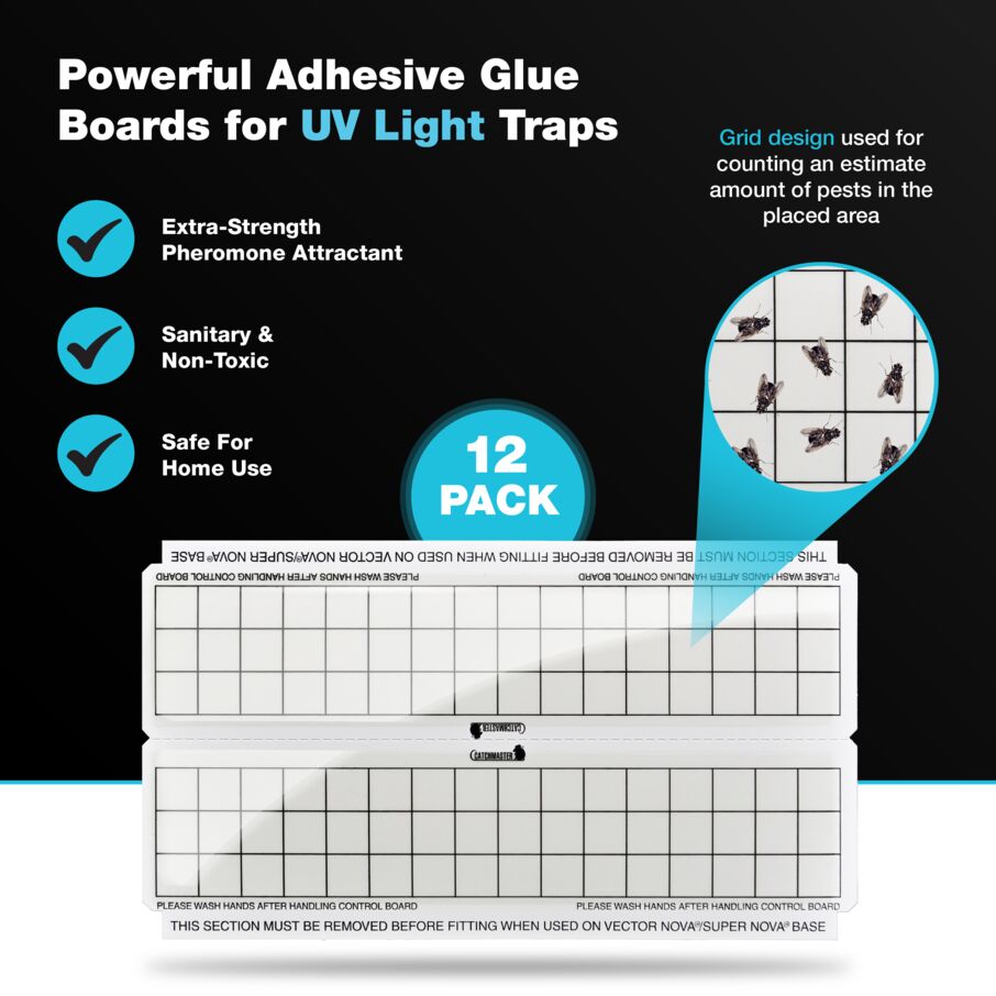 Catchmaster Vector Trap Refill, UV Fly Trap Boards, Sticky Glue for Gnats & Bugs, 12-Pack White Catchmaster Vector Trap Refill, UV Fly Trap Boards, Sticky Glue for Gnats & Bugs, 12-Pack White