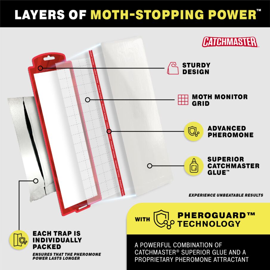 Catchmaster Pantry Moth Traps, 6-pack for kitchen pantry, storage cabinets, and food storage areas