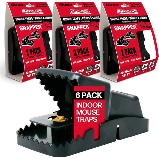 Catchmaster Snapper mouse traps, 2-pack and 6-pack.