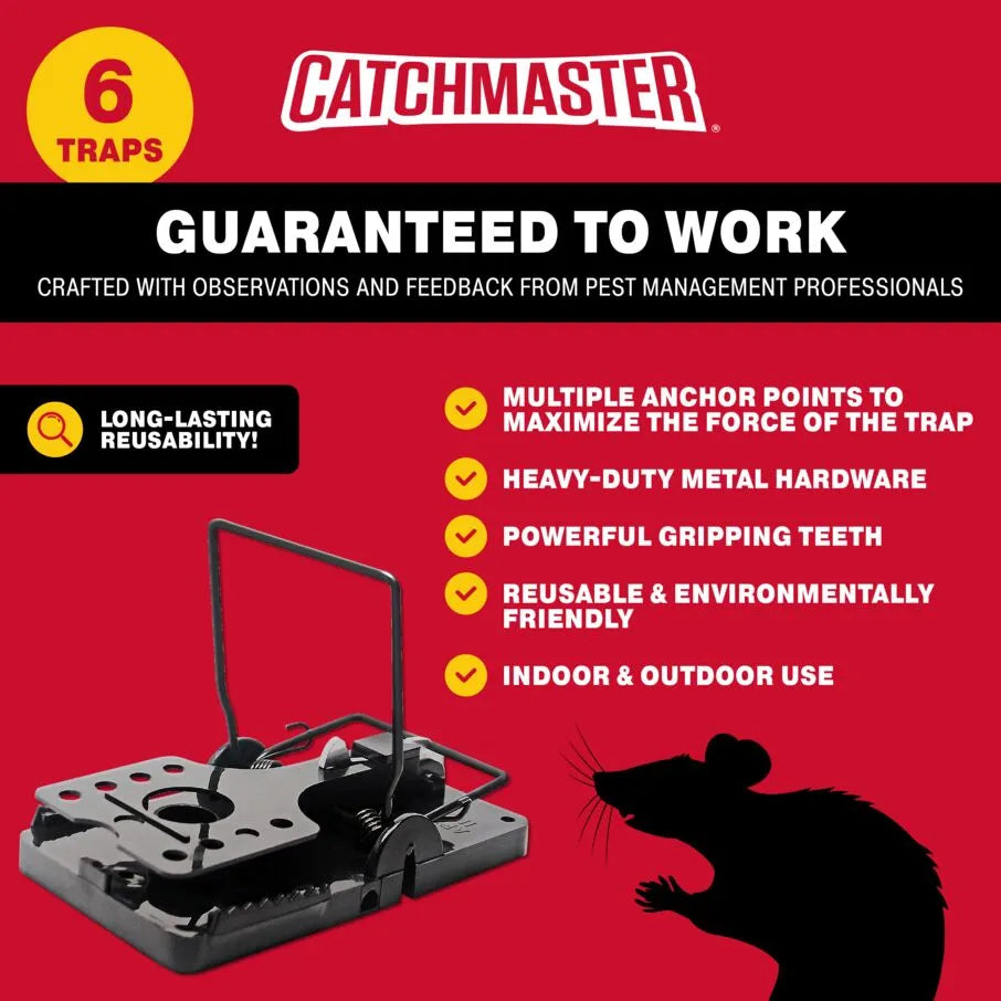 Instant Kill Mouse Snap Traps by Catchmaster - 12 Count, Ready for Use  Indoors & Outdoors. Wood Double-Tension Springs Weather-Resistant